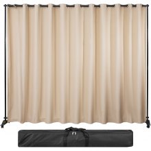 VEVOR Curtain Divider Stand, 8 x 10 ft, 4 Rolling Wheels Room Divider Kit, Aluminum Alloy Frame, Blackout Curtain & Portable Oxford Bag Included, Expandable Room Divider for Office, Conference Beige