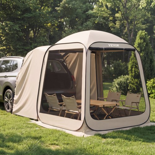 VEVOR Screen House Tent, 6 x 6 ft, 4-6 Person Pop Up SUV Tailgate Tent, Portable Screened in Canopy with Carry Bag, Netting Sides, for Car Camping, Ga
