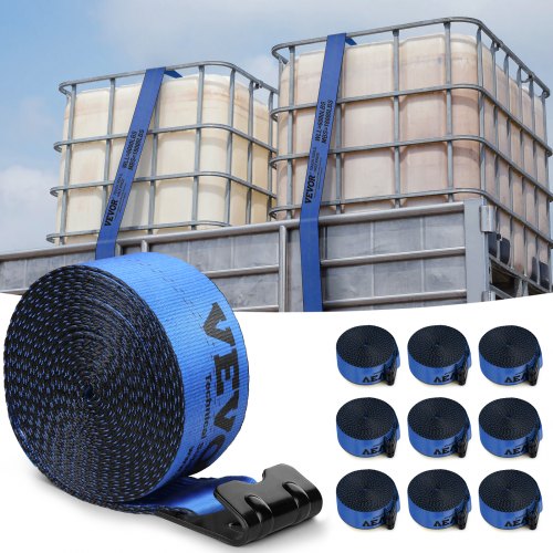 VEVOR Winch Straps, 4" x 30', 6000 lbs Load Capacity, 18000 lbs Breaking Strength, Truck Straps with Flat Hook, Flatbed Tie Downs Cargo Control for Tr
