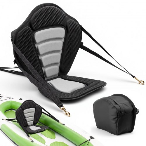 VEVOR Kayak Seat, 1 Pack 0.5 Thick, Universal Paddle Board Seat with Back Support, Sit-on-Top Soft Padded Cushion with Storage Bag & Adjustable Straps for SUP, Canoe, Fishing Boat, Inflatable Kayak