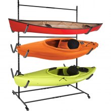 VEVOR Kayak Storage Freestanding Kayak Storage Rack, 600 LBS Load-Bearing Capacity Kayak Hanger for Indoor/Outdoor Use, 100 LBS Per Layer Paddle Board Rack, 3 Layers Kayak Storage Rack for 6 Canoes