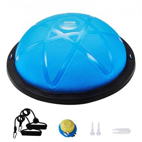 

VEVOR Half Exercise Ball Trainer, 23 inch Balance Ball Trainer, 660 lbs Capacity Stability Ball, Yoga Ball with Resistance Bands and Pump, Strength Fitness Ball for Home Gym, Full Body Workouts, Blue