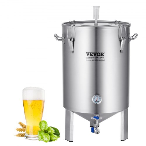 

VEVOR 304 Stainless Steel Kettle, 16 GALLON Beer Brew Fermentor, Brew Bucket Fermentor for Brewing, Home Brewing Supplies with Base, Kettle Stock Pot Includes Lid, Handle, Valve, Spigot, Thermometer