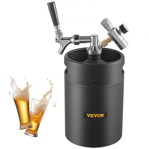 This mini beer keg has 169 oz capacity for fresh beer, convenient relief ring and handle. Also, it's portable for home and outdoor use.