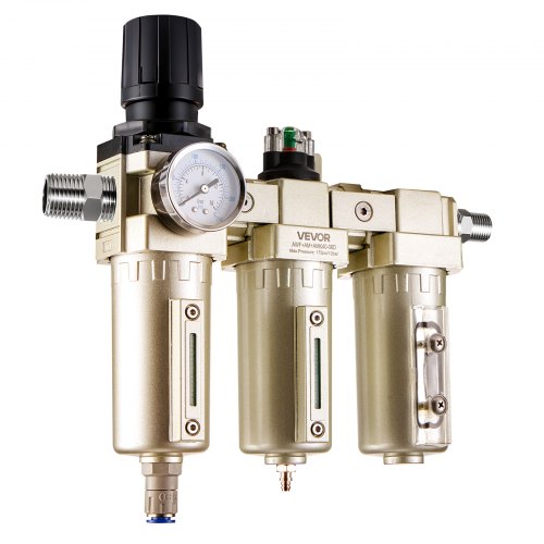 

VEVOR Air Compressor Filter Regulator, 3/4" NPT 3-Stage 5μm & 0.3μm & 0.1μm Air Drying System with Micron Filters and Desiccant Dryer, Auto Drain Air Compressor Water Separator 175PSI Max Pressure