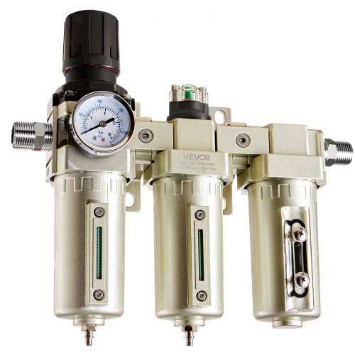 

VEVOR Air Compressor Filter Regulator, 1/2" NPT 3-Stage 5μm & 0.3μm & 0.1μm Air Drying System with Micron Filter and Desiccant Dryer, Manual Drain Air Compressor Water Separator 175PSI Max Pressure