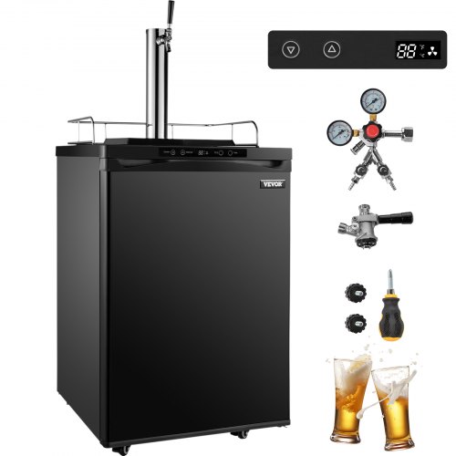 VEVOR Kegerators Beer Dispenser, Single Tap Beer Kegerator Refrigerator, 43 Gal Stainless Direct Draw Beer Dispenser w/LED Display