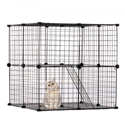 

Large 2-tier Cat Cage 28 x 28 x 28" Metal Wire Playpen Catio with Ladder