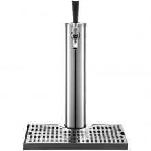 VEVOR Beer Tower, Single Faucet Kegerator Tower, Stainless Steel Draft Beer Tower with 12" x 7" Drip Tray, 3" Dia. Column Beer Dispenser Tower Beer Tower Kit with Hose, Wrench, Cover for Home & Bar