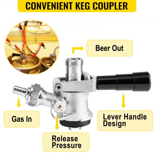 Draft Beer Double Tap Brass Tower Kegerator Conversion Kit US Sankey w/ CO2 
