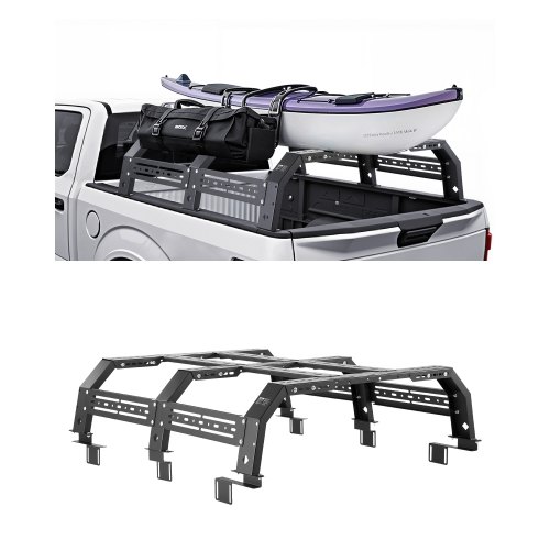 

VEVOR Overland Truck Bed Rack, 51.2-65.4 in Width, Adjustable Overland Bed Cargo Rack with Sidebar, 900 lbs Static Capacity, Compatible with Mid-Size Trucks Tacoma/Ranger/Gladiator JT/Colorado