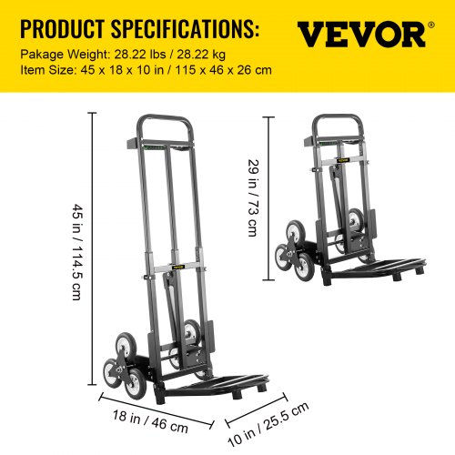 Stair Climber Trolley Portable Folding Trolley Height Adjustable Climbing Cart 