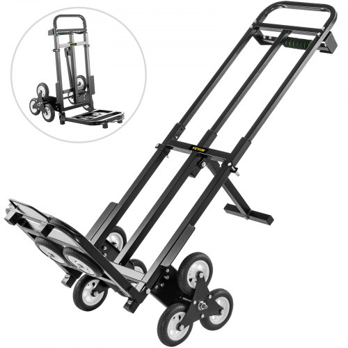 Stair Climbing Cart 460lbs Portable Folding Trolley 6 Wheels, W/ 2 Backup Wheels