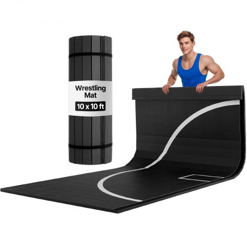 

VEVOR 10x10 ft Wrestling Mat, Martial Arts Thick Mat for Home Gym Workouts Exercise, Waterproof PVC Roll-Up Training Mats with Circles, for Gymnastics, Tatami, Jiu Jitsu BJJ MMA Judo, Boxing, Black