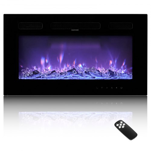 

VEVOR 30 inch Electric Fireplace, Wall Mounted Recessed Fire Place with Remote Control, Timer, 1500W, Adjustable Flame Color Brightness, Touch Screen, Overheat Protection, for Living Room,Bedroom