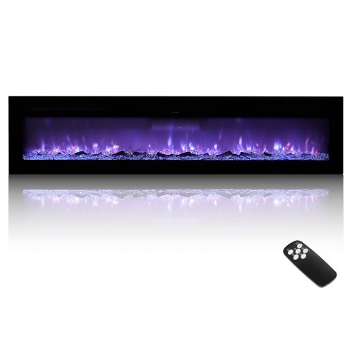

VEVOR 60 inch Electric Fireplace, Wall Mounted Recessed Fire Place with Remote Control, Timer, 1500W, Adjustable Flame Color Brightness, Touch Screen, Overheat Protection, for Living Room,Bedroom
