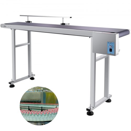 

VEVOR 220V PVC Belt Electric Conveyor Machine Single Guardrail 59"x7.8" Electric Laser Printing Code Conveyor Belt