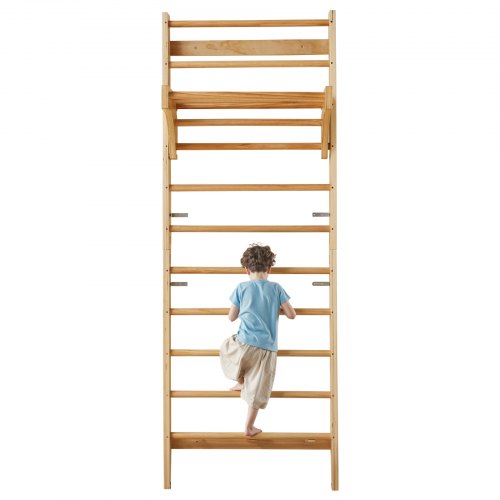 

Swedish Ladder Wall Gym 10-Level Wooden Indoor Playground Climbing Toys