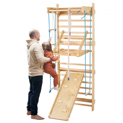 

Swedish Ladder Wall Gym 8 in 1 Wooden Indoor Playground Climbing Toys