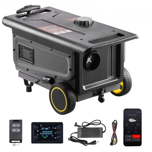 VEVOR Diesel Heater, 8KW, DC 12V/24V, All in One Portable Diesel Air Heater with Bluetooth APP Control, Remote Control and LCD Screen, Trolley Design, 1.3 Gal Fuel Tank for Trucks, Vans, RVs, Campers