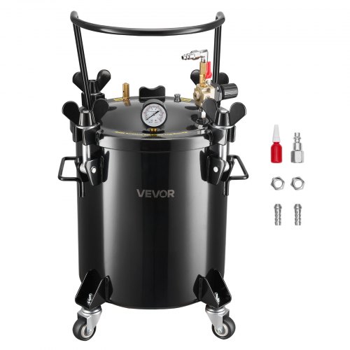 

VEVOR Pressure Pot Paint Tank, 5.3 Gal/20 L Heavy Duty Steel Pressure Pot Tank, Spray Paint Pressures Pots with Three Quick-Connect Couplers for Home Use, DIY, Art Creations, Large-Diameter Tanks