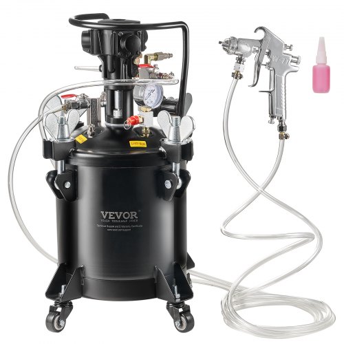 

VEVOR Spray Paint Pressure Pot, 10 L/2.5 gal Fully Automatic Stirring Pressure Pot Tank, 70 psi Adjustale Pressure, Pressure Pot Paint Tank with Spray Gun and Hoses, for Home Decor Industry Painting