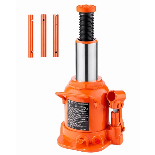 

VEVOR Hydraulic Bottle Jack, 20 Ton/44092 lbs Welded Bottle Jack with 6.69''-12.6'' Lifting Range & 3-Section Long Handle, for Car, Pickup, Truck, RV, Auto Repair, Industrial Engineering