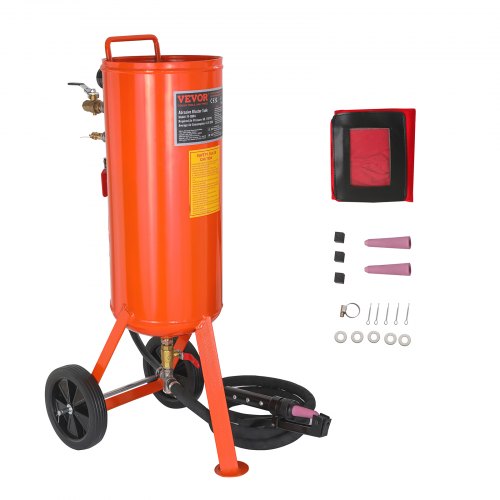 

VEVOR 10 Gallon Heavy-Duty Sand Blaster, 60-110 PSI High Pressure Sandblaster, Portable Abrasive Blasting Tank, Air Sand Blasting Kit with 2 Ceramic Nozzles & 7.5ft Hose for Stain, Rust, Paint Removal