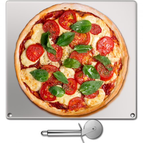VEVOR Pizza Steel Baking Stone,Square Steel Pizza Pan,14" x 14" x 0.4" Steel Pizza Plate, High-Performance Pizza Steel for Grill and Oven,Baking Surface for Oven Cooking and Baking.