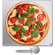 VEVOR Baking Steel Pizza, Square Steel Pizza Stone , 16" x 16" Steel Pizza Plate, 0.2"Thick Steel Pizza Pan, High-Performance Pizza Steel for Grill and Oven, Baking Surface for Oven Cooking and Baking