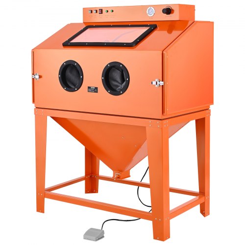 

VEVOR 115 Gallon Sandblasting Cabinet, Heavy Duty Steel Sand Blasting Cabinet with 31-Gallon Media Hopper, Dual Blasting Guns & 1.6HP Dust Collector for Oversized Parts Surface Finishing, Rust Removal