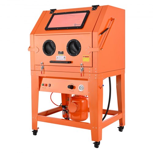 

VEVOR 927L Sandblasting Cabinet with Pressurized Tank, Heavy Duty Steel Sand Blasting Cabinet on Wheels - with 121L Media Hopper & 1200W Poweful Dust Collector for Oversized Part Surface Treatment