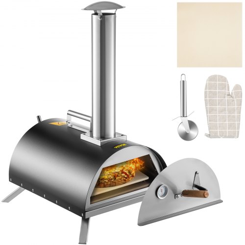VEVOR Wood Fired Oven 12", Stainless Steel Portable Pizza Oven, Wood Pellet Burning Pizza Maker Ovens with Accessories for Outdoor Cooking. (Arched)