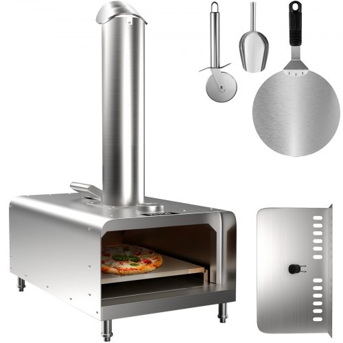 VEVOR Wood Fired Oven 12", Stainless Steel Portable Pizza Oven, Wood Pellet Burning Pizza Maker Ovens with Accessories for Outdoor Cooking. (Rectangle)