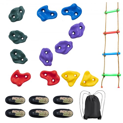 

VEVOR Ninja Tree Climbing Kit 12 Climbing Holds 6 Ratchet Straps Climbing Ladder