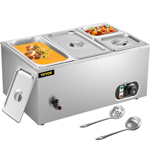 

VEVOR Commercial Food Warmer Bain Marie Stainless Steel Buffet Food Warmer 4-Pan