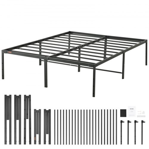 

VEVOR 18 Inch Queen Metal Bed Frame Platform, No Box Spring Needed, 1500 lbs Loading Capacity Embedded Heavy Duty Mattress Foundation with Steel Slat Support, Easy Assembly, Noise Free