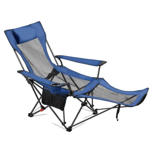 VEVOR Reclining Camping Chair Portable Folding Lounger for Adult Heavy Duty Blue