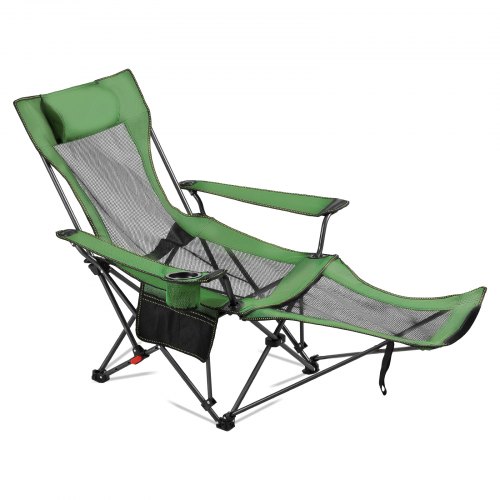 VEVOR Reclining Camping Chair Portable Folding Lounger Chair Heavy Duty Green