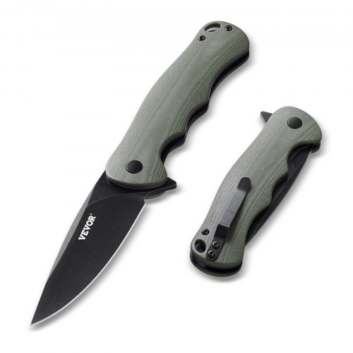 VEVOR Folding Pocket Knife, 3.5 in/8.8 cm D2 Steel Blade, G10 Handle Small EDC Knife with Pocket Cli