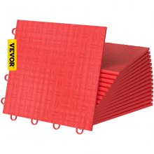 VEVOR Garage Floor Tiles 12"x12" Garage Floor Covering Tiles 25 Pack Red Diamond Plate Garage Flooring Tiles Slide-Resistant Modular Garage Flooring 55000 lbs Capacity for Basement Gym Durable