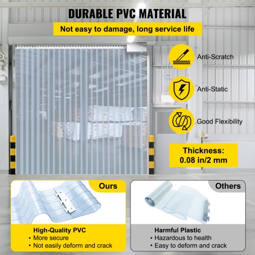 PVC Plastic Door Curtain Strips 147.6'x7.8"x0.08" Water Temperature Resistant 