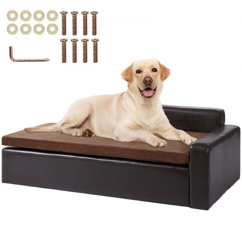 

VEVOR Pet Sofa Dog Couch for Large-Sized Dogs Leather Dog Sofa Bed 110lbs Black