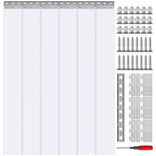 

VEVOR Strip Curtain, 84" Height x 38" Width, 0.08" Thickness, 6PCS Clear PVC Strip Door Curtain, Freezer Curtain, Plastic Door Strips for Walk in Freezers, Coolers & Warehouse Doors, with 50% Overlap