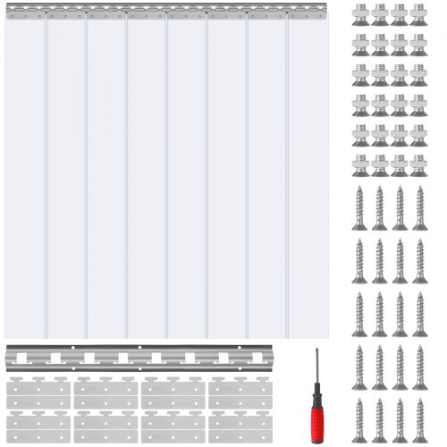 

VEVOR Strip Curtain PVC Door Curtain 48" x 84" Cooler Freezer Clear Plastic