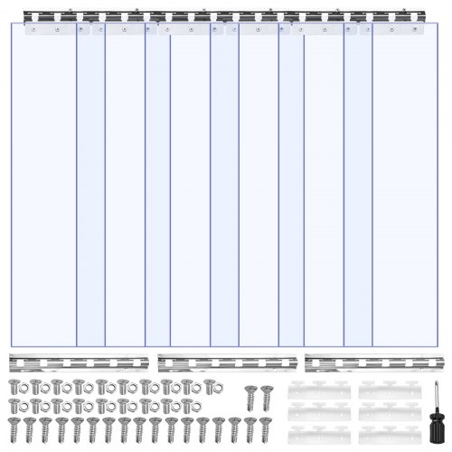 VEVOR Clear PVC Strip Curtain, 84 in Height x 36 in Width x 0.08 in Thickness, 6 PCS Walk in Freezer Cooler Curtain Strips, Smooth Waterproof Plastic-image-010846950118