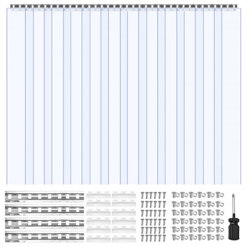 

VEVOR Clear PVC Strip Curtain, 84 in Height x 72 in Width x 0.08 in Thickness, 12 PCS Walk in Freezer Cooler Curtain Strips, Smooth Waterproof Plastic Door Strips for Warehouse, Freezer, Garage Doors