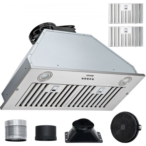 VEVOR Insert Range Hood, 800CFM 3-Speed, 30 Inch Stainless Steel Built-in Kitchen Vent with Push Button Control LED Lights Baffle Filters, Ducted/Duct-image-010255681211