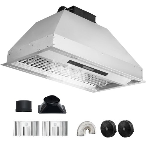 Vevor Insert Range Hood, 900CFM 4-Speed, 30 Inch Stainless Steel Built-in Kitchen Vent with Touch & Remote Control LED Lights Baffle Filters, Ducted/Ductless Convertible, ETL Listed