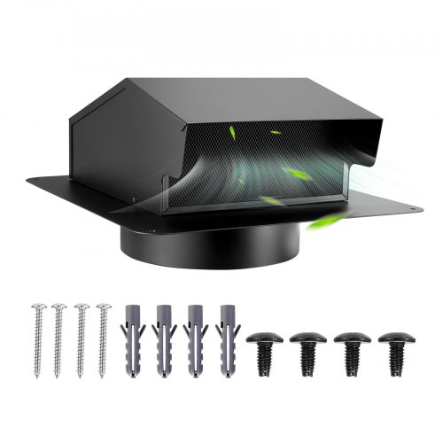 

VEVOR 149 mm Hooded Wall Vent Cover SPCC Steel Roof Exhaust 1 Pack Black